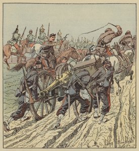 Combat dArtenay Ústup dělostřelectva pod ochranou 6. draků od after Louis Charles Bombled
