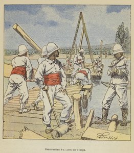 Stavba dun pont sur lIkopa od after Louis Charles Bombled