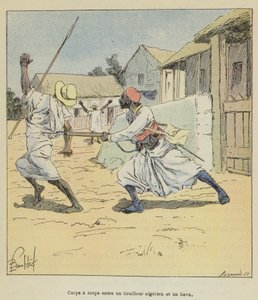Boj zblízka mezi alžírským střelcem a hovou od after Louis Charles Bombled