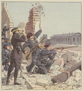 Obrana stanice Tien-Tsin námořní pěchotou od after Louis Charles Bombled