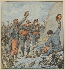 Nadšení vojáků při oznámení vítězného odchodu generála Ducrota od after Louis Charles Bombled