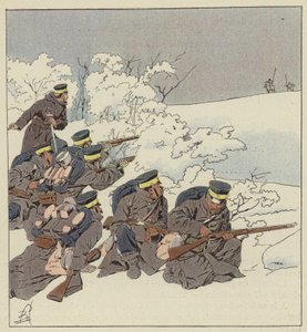 Japonská pěchota v zimním polním oděvu od after Louis Charles Bombled