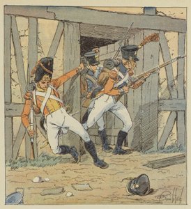 švýcarská pěchota, granátník 1. pluku, střelec 2. a 3. pluku od after Louis Charles Bombled