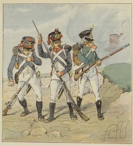 Mladá garda, 1806, Conscript-Grenadier, Tirailleur-Grenadier, Flanker-Hunter od after Louis Charles Bombled
