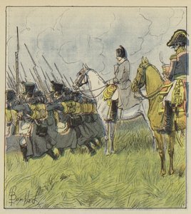 Císař uvažuje o svých brancích v bitvě od after Louis Charles Bombled