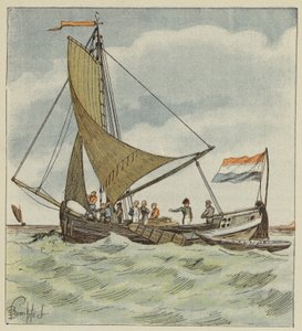 Císař daruje loď holandskému pilotovi od after Louis Charles Bombled