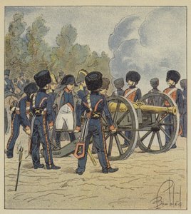 Sám císař ukazuje na části gardy v Montereau. od after Louis Charles Bombled