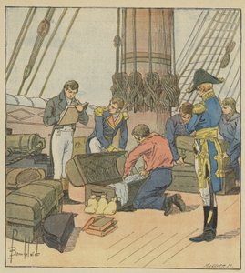 Anglický Lamiraut provádí inventuru Napoleonových zavazadel od after Louis Charles Bombled