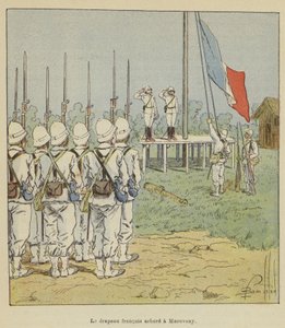 Francouzská vlajka vztyčená v Marovoay od after Louis Charles Bombled
