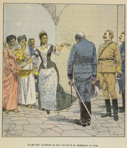 Generál Duchesne a jeho důstojníci na ceremonii koupání