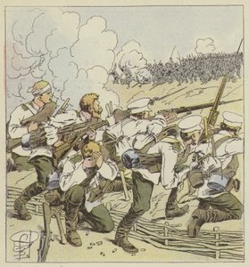 Sibiřští střelci ve Vafangou od after Louis Charles Bombled