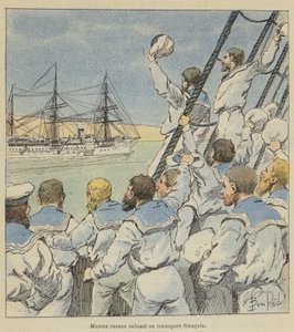 Ruští námořníci zdravili francouzský transport od after Louis Charles Bombled