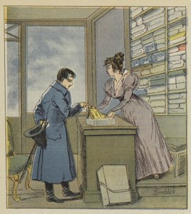 Napoleon oblečený v obchodě v ulici Saint-Denis od after Louis Charles Bombled