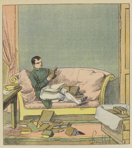 Napoleon čte knihy, které mu právě poslali