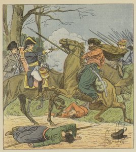 Napoleon překvapil v Brienne kozáky od after Louis Charles Bombled