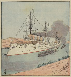 Ruské válečné lodě v Suezském průplavu od after Louis Charles Bombled