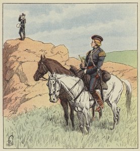 Kozácký důstojník na průzkumu před Ping-Jangem od after Louis Charles Bombled