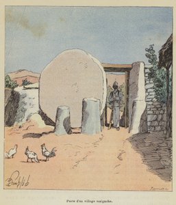 Dveře malgašské vesnice od after Louis Charles Bombled