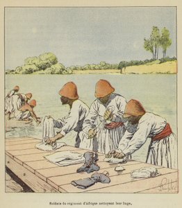 Vojáci afrického pluku čistí prádlo od after Louis Charles Bombled