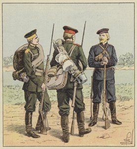 Ruští vojáci v polním oděvu od after Louis Charles Bombled