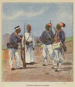 Malgašští a hausští šarvanci od after Louis Charles Bombled