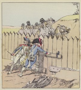 Seržant z posádky Saint-Georges pozná rakouské husary podle nových kabátů od after Louis Charles Bombled