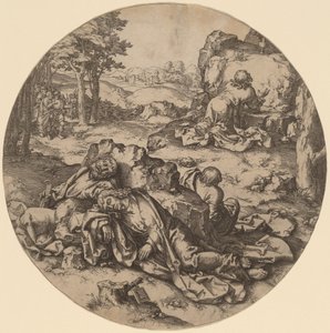 Kristus na Olivové hoře od after Lucas van Leyden
