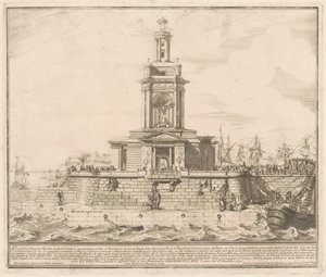 Prima Macchina pro Čínu z roku 1750: Nové molo v Neapoli od after Michelangelo Specchi Jérôme Charles Bellicard