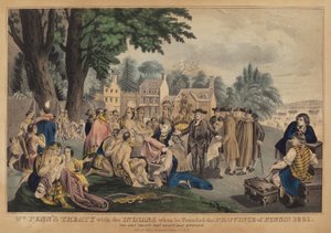 Wm. Pennova smlouva s Indiány, když zakládal provincii Pennsa. 1661: Jediná smlouva, která nikdy nebyla porušena od after Napoleon Sarony
