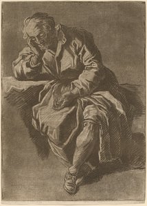 Sedící starší muž spí od after Nicholas Henry Jeaurat de Bertry Jean Charles Francois