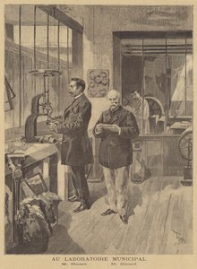 Vědci analyzující anarchistické bomby v pařížské městské laboratoři od after Oswaldo Tofani
