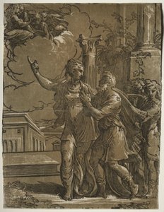Tiburtine Sibyla a císař Augustus od after Parmigianino