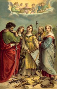 Svatá Cecilie (chromolitho) od after Raphael