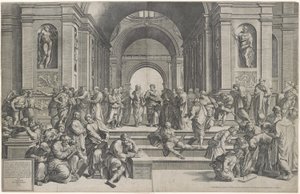 Škola v Aténách. Hospoda. 1550 od after Raphael