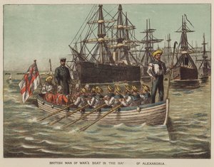 Britská válečná loď v přístavu Alexandrie