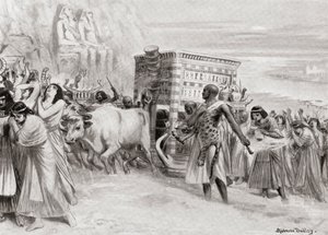 Pohřební průvod za dynastie XIA, starověký Egypt, z Hutchinsonovy Dějiny národů, pub. 1915