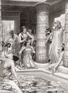 Hosté přijíždějící na večeři ve starověkém Egyptě dostali vodu na umytí nohou a rukou, namazali vonným olejem a korunovali květinovými girlandami z Hutchinsonovy historie národů, hospoda