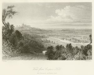 Pohled z Coopers Hill na Runnemede a hrad Windsor