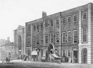 Jižní pohled na Theatre Royal v Portugal Street, Lincolns Inn Fields, 1811