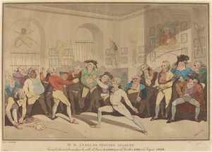 Akademie šermu pana H. Angela od after Thomas Rowlandson