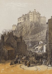 Edinburský hrad, z Grassmarket (chromolitho)