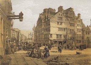High Street od Head of West Bow, Lawnmarket (chromolitho)