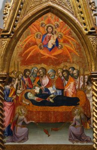 Oltářní obraz s výjevy Panny Marie: Usnutí od Bartola di Fredi (1330-1410) od also Manfredi de Battilori Bartolo di Fredi