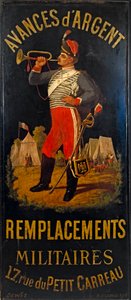 Francouzsky: Au hussard. Znak vojenské náhradní kanceláře. 17 rue des Petits- Carreaux, 11. obvod, Paříž od anonymous 