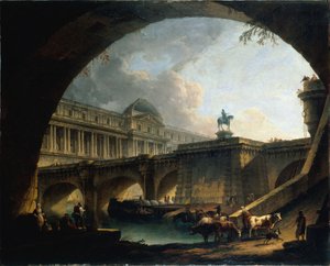 Francouzsky: Caprice architectural : un palais inspiré du Louvre et le Pont-Neuf s