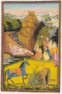 Farhad se zabije poté, co slyšel falešné zprávy o Shirinině smrti od attributed to Amar Das Bhatti