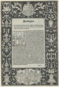 Bílá hranice se dvěma kartušemi: „Satir obětující berana“ a „Výběr Herkula“ od attributed to Benedetto Bordon