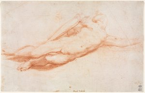 Studie padlého vojáka (možná konverze Saula) (recto) od attributed to Correggio