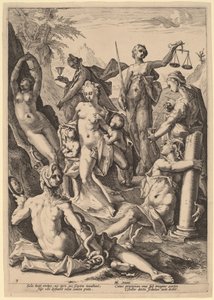 Sedm ctností od attributed to Jacob Matham, after Hendrik Goltzius