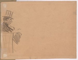 Pravý profil muže s vysokým kloboukem (verze) od attributed to Jean Louis Forain